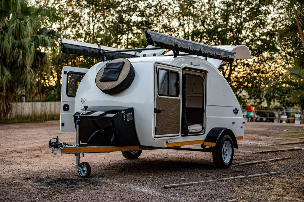 tear drop camping trailer.