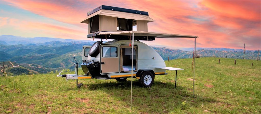 tear drop camping trailer.